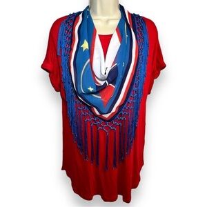 Cactus + Pearl Women’s Scarf Top Red Size Small